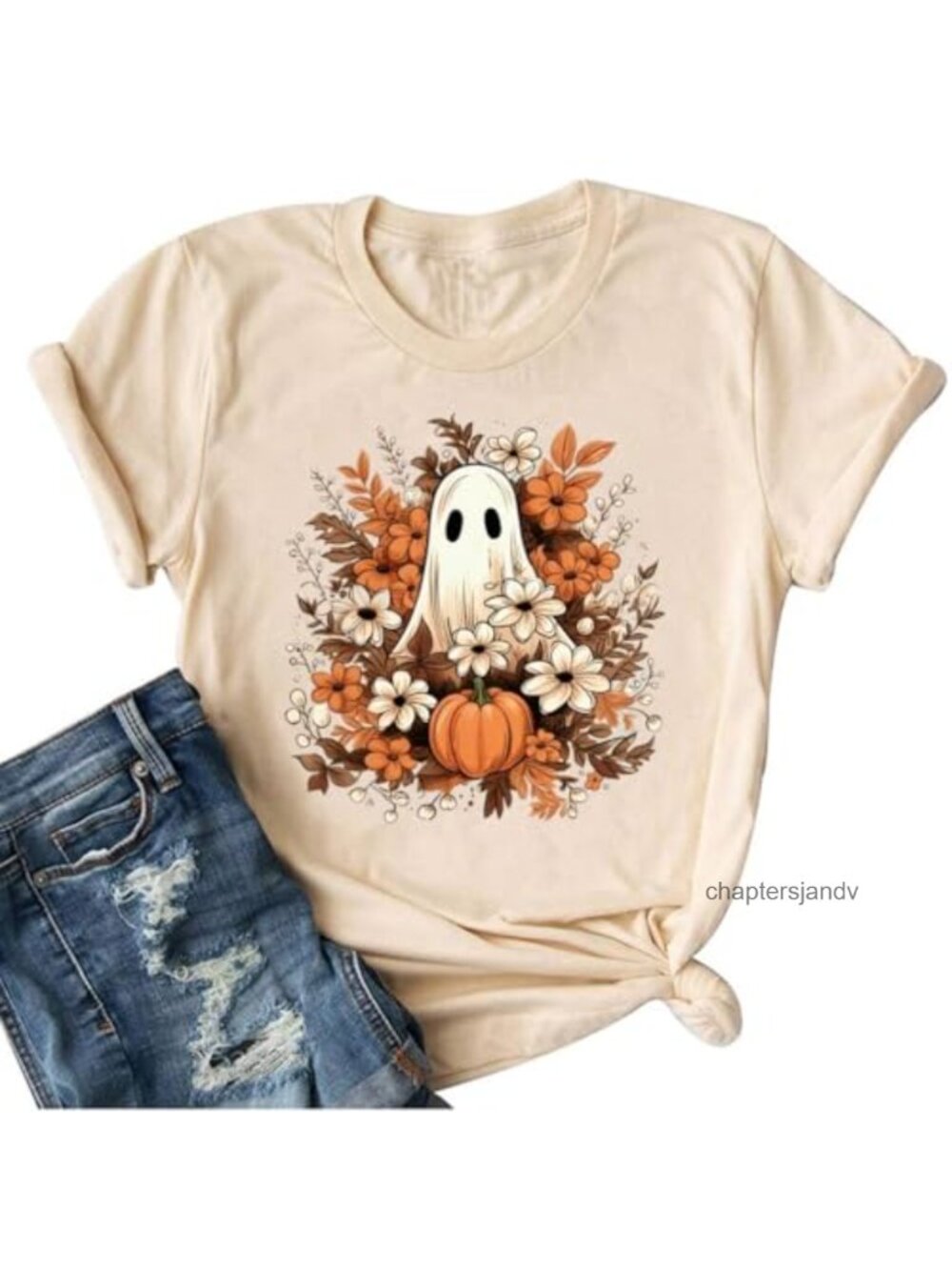Women's Halloween Pumpkin Graphic T-Shirt Short Sleeve Crew Neck Tee